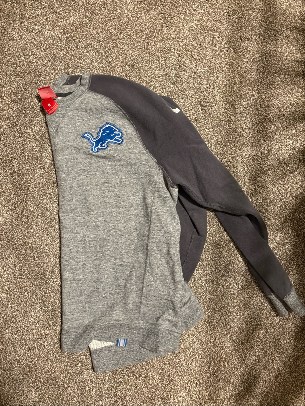 Nike Grey and Navy Detroit Lions Crewneck Sweatshirt